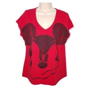 Disney Red Graphic T-Shirt Angry Mickey Short Sleeve Juniors XXL‎ (19)